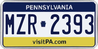 PA license plate MZR2393