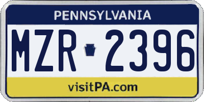 PA license plate MZR2396
