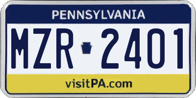 PA license plate MZR2401