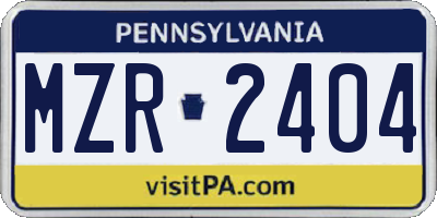 PA license plate MZR2404
