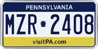 PA license plate MZR2408