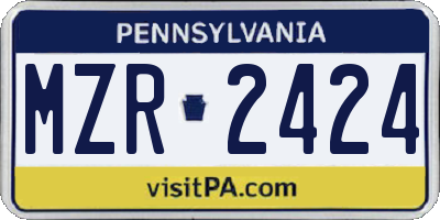 PA license plate MZR2424