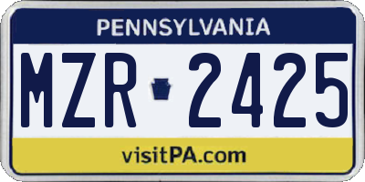 PA license plate MZR2425