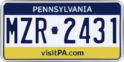 PA license plate MZR2431