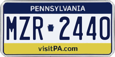 PA license plate MZR2440