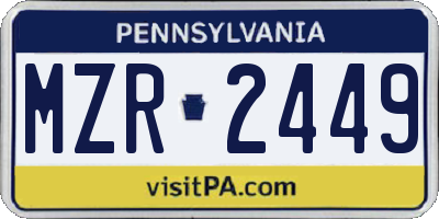 PA license plate MZR2449