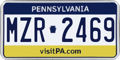 PA license plate MZR2469