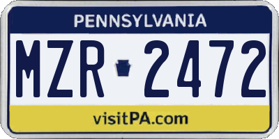 PA license plate MZR2472