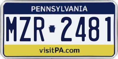 PA license plate MZR2481