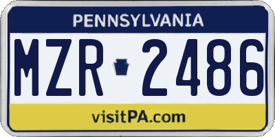 PA license plate MZR2486