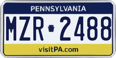 PA license plate MZR2488
