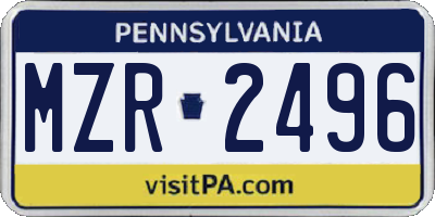PA license plate MZR2496