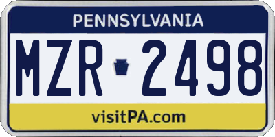 PA license plate MZR2498