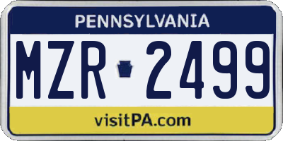PA license plate MZR2499