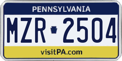 PA license plate MZR2504