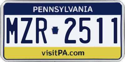 PA license plate MZR2511