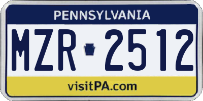 PA license plate MZR2512