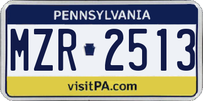PA license plate MZR2513