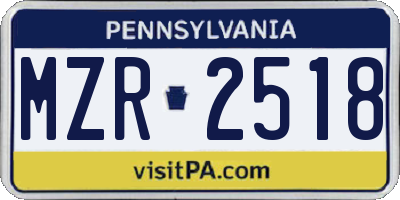PA license plate MZR2518