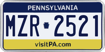 PA license plate MZR2521