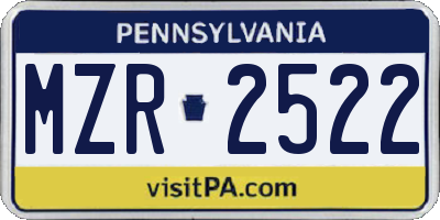 PA license plate MZR2522