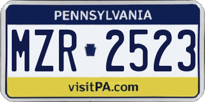PA license plate MZR2523