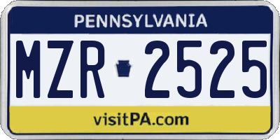PA license plate MZR2525