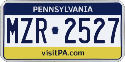 PA license plate MZR2527