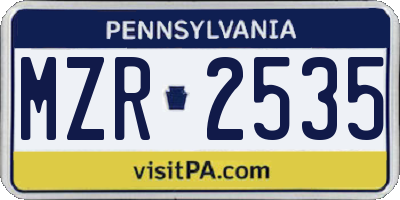 PA license plate MZR2535
