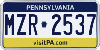PA license plate MZR2537