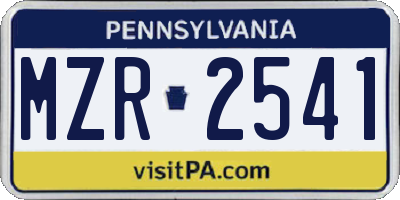 PA license plate MZR2541