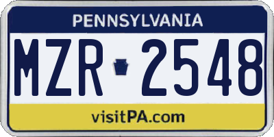 PA license plate MZR2548