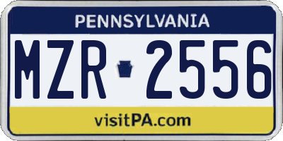 PA license plate MZR2556