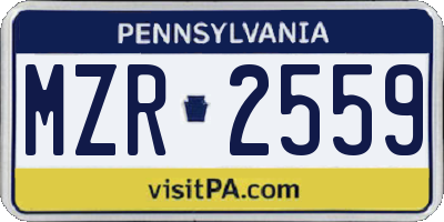 PA license plate MZR2559