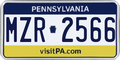 PA license plate MZR2566