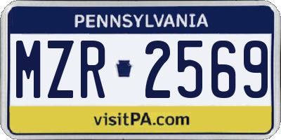 PA license plate MZR2569