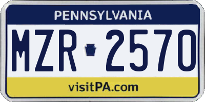 PA license plate MZR2570