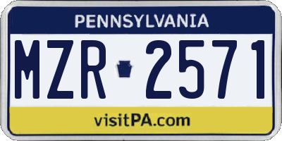 PA license plate MZR2571