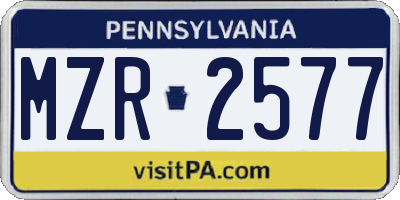 PA license plate MZR2577