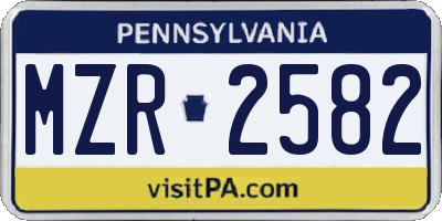 PA license plate MZR2582