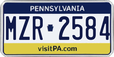 PA license plate MZR2584