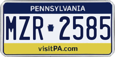 PA license plate MZR2585