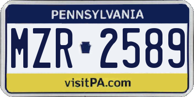 PA license plate MZR2589