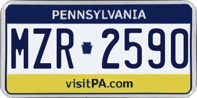 PA license plate MZR2590