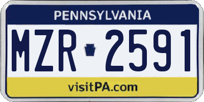 PA license plate MZR2591
