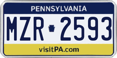 PA license plate MZR2593