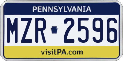 PA license plate MZR2596