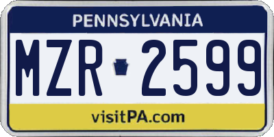 PA license plate MZR2599
