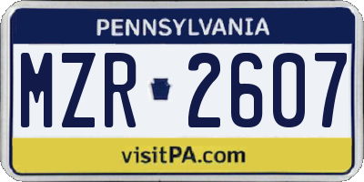 PA license plate MZR2607