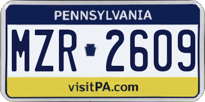 PA license plate MZR2609